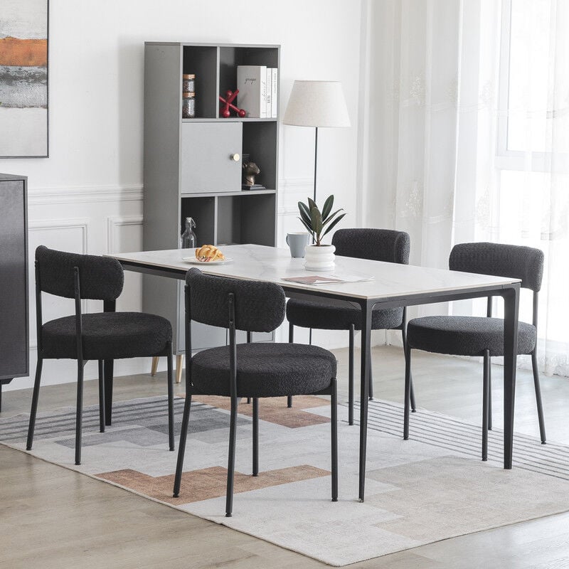 Dyhome - Chaises de salle à manger (ensemble de 4), chaises de salle à manger en tissu, chaises de cuisine rembourrées,Noir