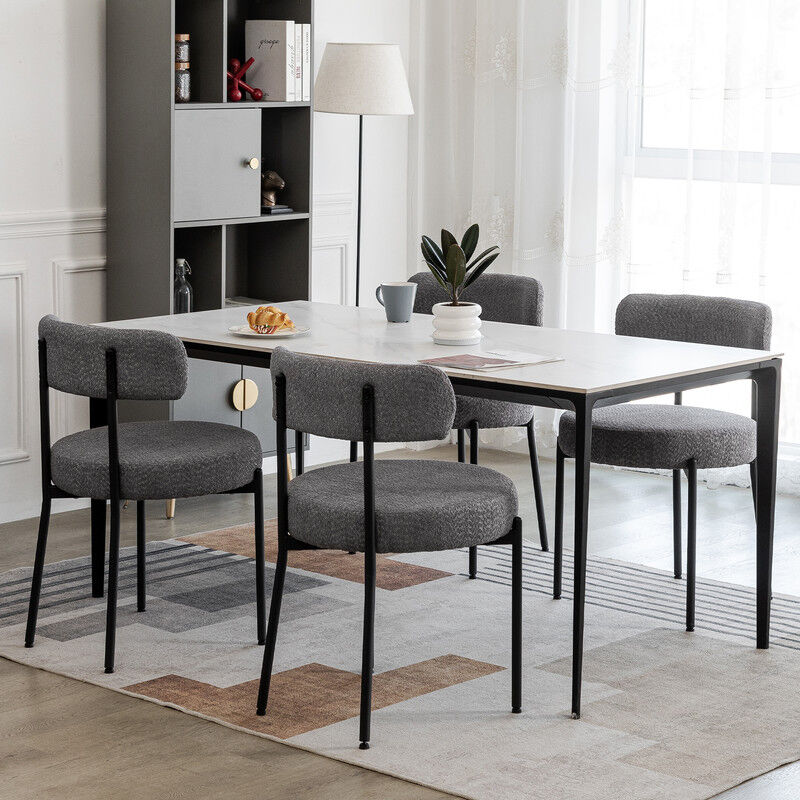 Dyhome - Chaises de salle à manger (ensemble de 4), chaises de salle à manger en tissu, chaises de cuisine rembourrées,Gris