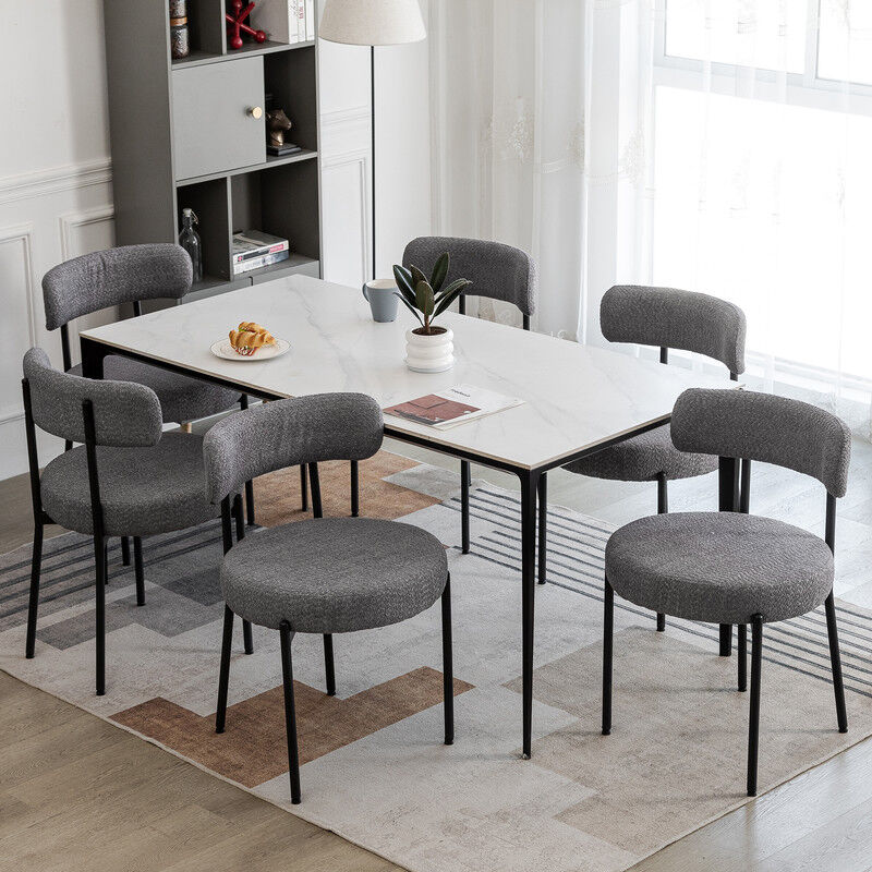 Dyhome - Chaises de salle à manger (ensemble de 6), chaises de salle à manger en tissu, chaises de cuisine rembourrées,Gris