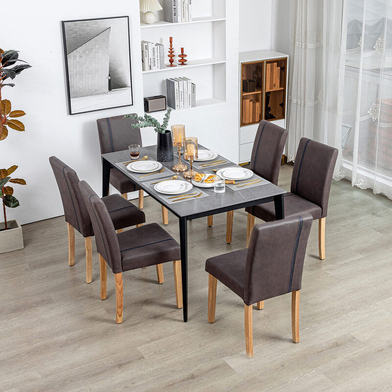 Dyhome - Chaises de salle à manger (lot de 6), chaises de cuisine en cuir pu, chaises de salle à manger à haut dossier, chaises de salle à manger en