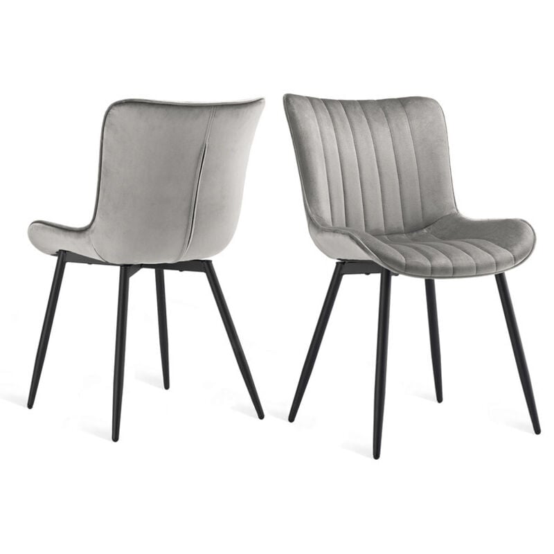Goeurvant - Chaises de salle à manger élégantes avec design ergonomique et courbes douces, le confort rencontre le luxe discret - Lot de 2 - Gris