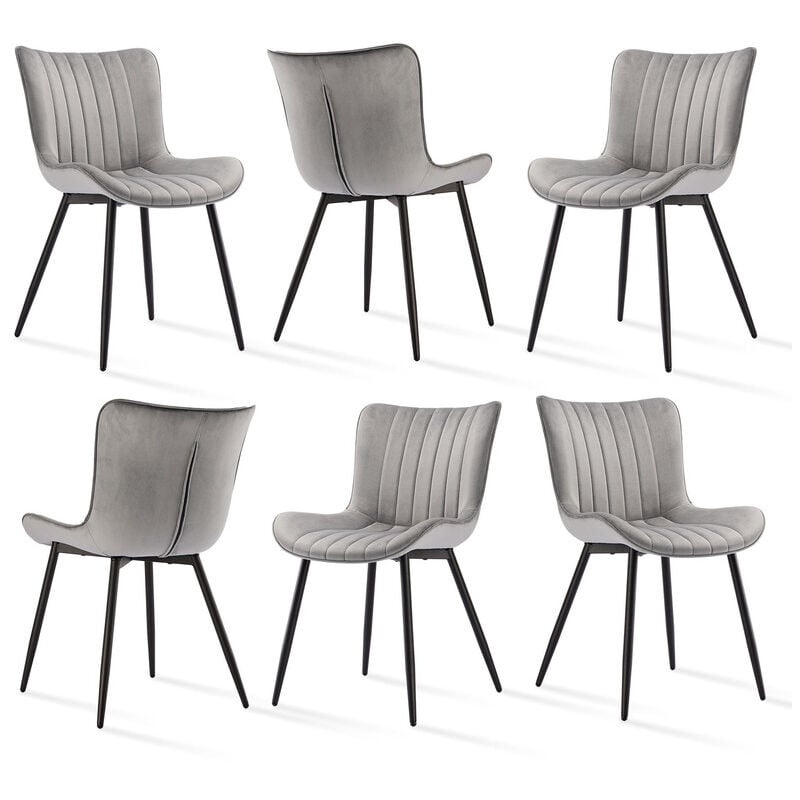 Goeurvant - Chaises de salle à manger élégantes avec design ergonomique et courbes douces, le confort rencontre le luxe discret - Lot de 6 - Gris