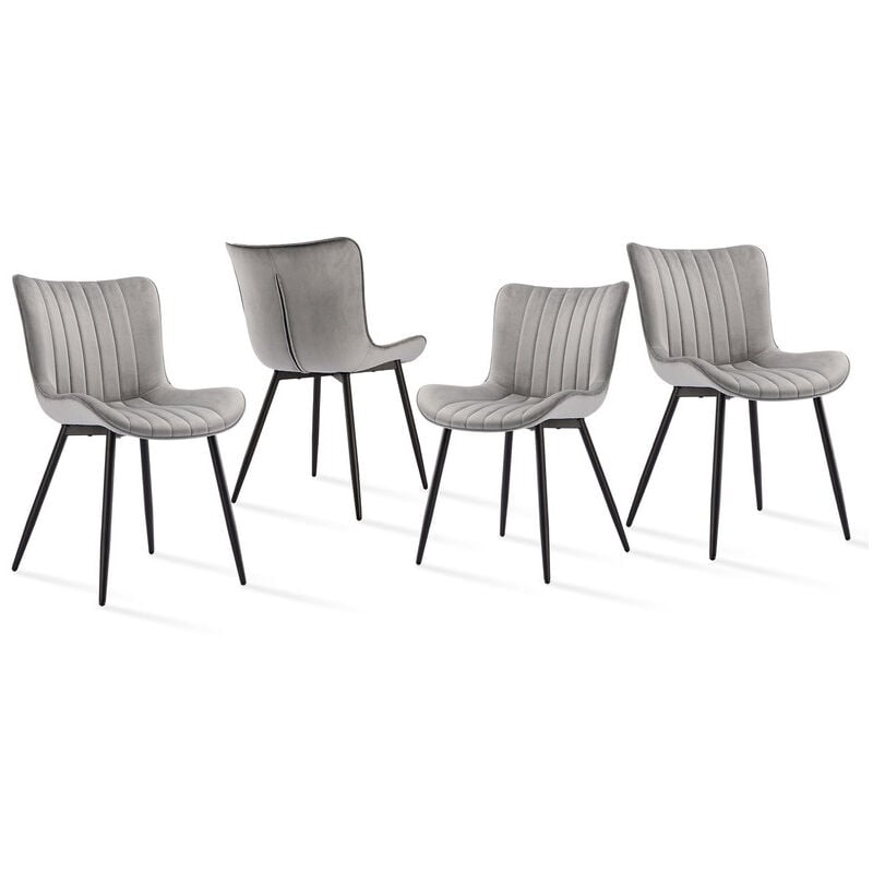 Goeurvant - Chaises de salle à manger élégantes avec design ergonomique et courbes douces, le confort rencontre le luxe discret - Lot de 4 - Gris
