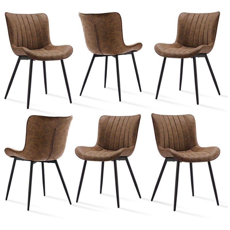 Goeurvant - Chaises de salle à manger élégantes avec design ergonomique et courbes douces, le confort rencontre le luxe discret - Lot de 6 - Marron