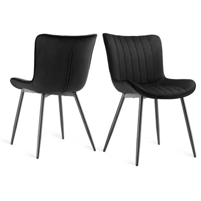Goeurvant - Chaises de salle à manger élégantes avec design ergonomique et courbes douces, le confort rencontre le luxe discret - Lot de 2 - Noir