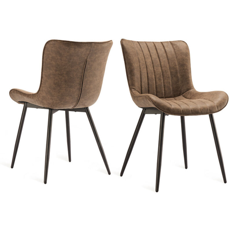 Goeurvant - Chaises de salle à manger élégantes avec design ergonomique et courbes douces, le confort rencontre le luxe discret - Lot de 2 - Marron
