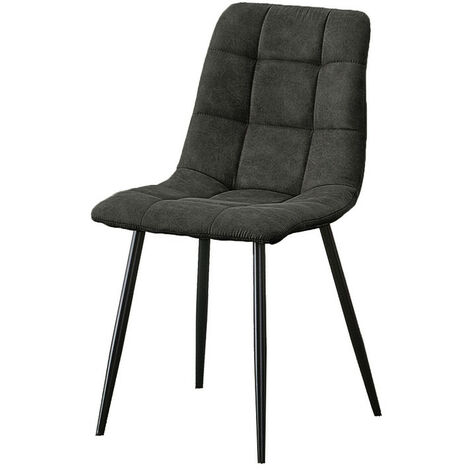 Chaises de Salle à Manger Lot de 2 Chaise de Cuisine Assise rembourrée en Similicuir et Pieds en métal, Gris