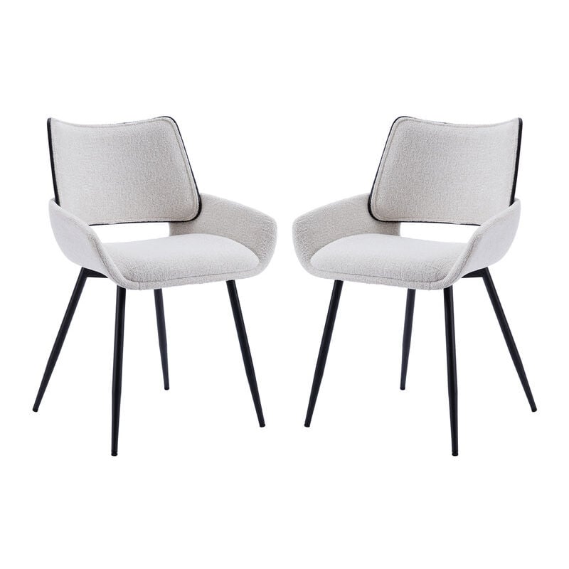 Chaises de Salle à Manger Lot de 2 Chaise de Cuisine en Chenille Moderne avec Dossier Bois, Chaise Confortable Pied Métal, Kaki