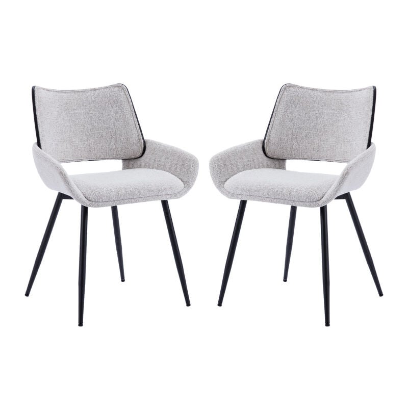 Chaises de Salle à Manger Lot de 2 Chaise Salle a Manger Chenille Chaise de Cuisine Moderne avec Dossier Bois, Pied Métal, Gris