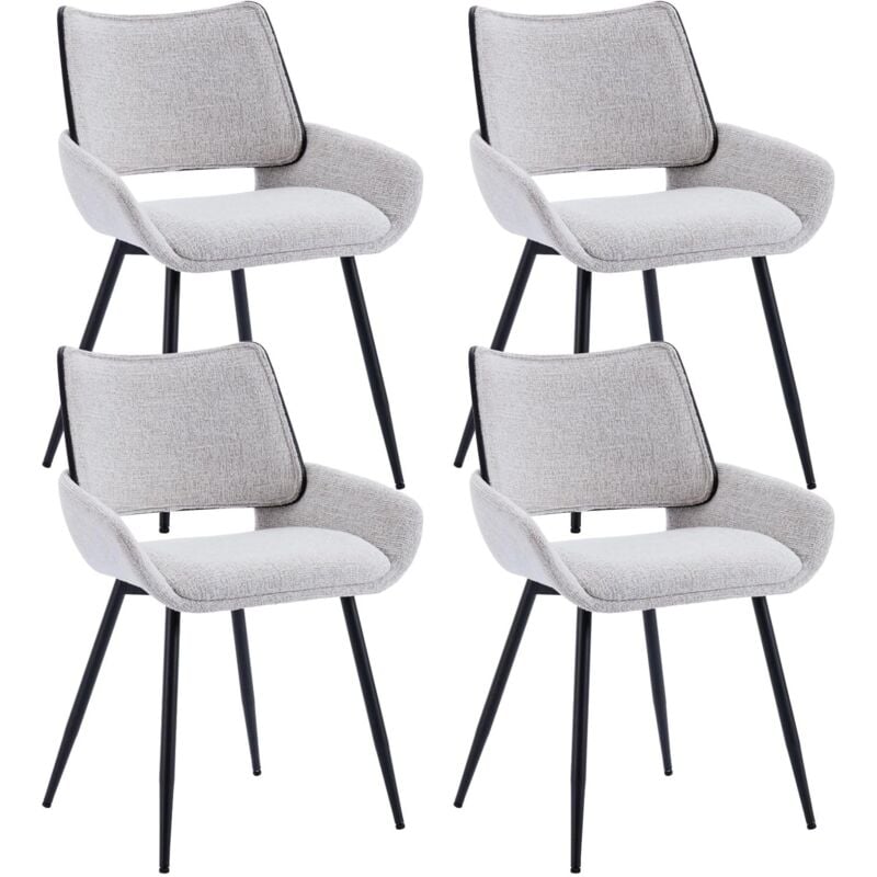 Chaises de Salle à Manger Lot de 4 Chaise Salle a Manger Chenille Chaise de Cuisine Moderne avec Dossier Bois, Pied Métal, Gris