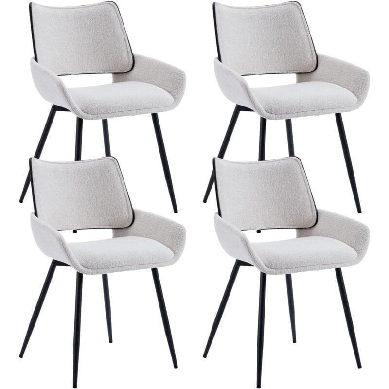 Chaises de Salle à Manger Lot de 4 Chaise de Cuisine en Chenille Moderne avec Dossier Bois, Chaise Confortable Pied Métal, Kaki