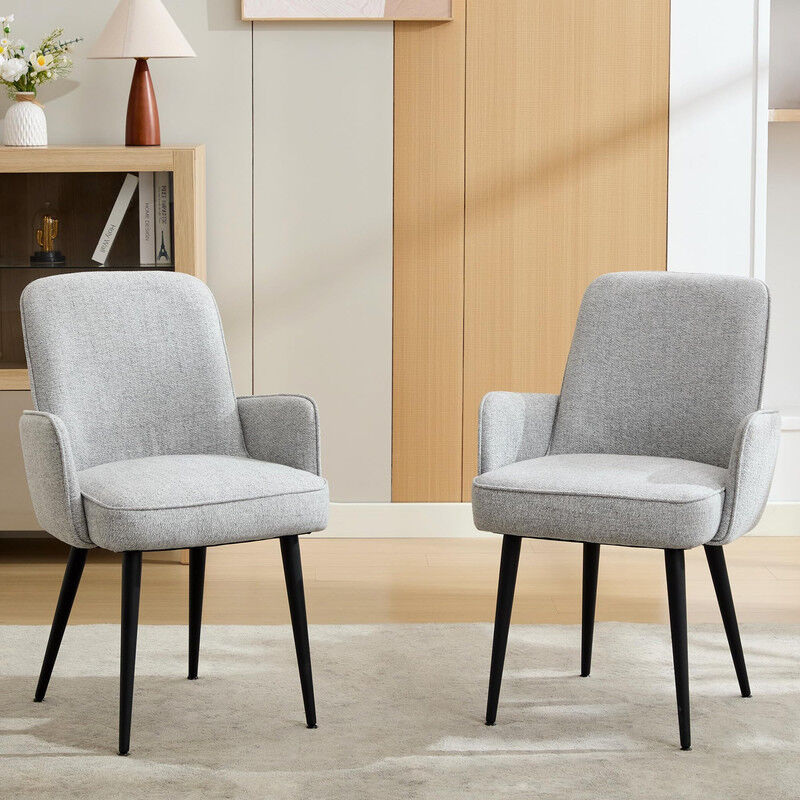 Dyhome - Chaises de salle à manger (lot de 2), Chaise de salle à manger rembourrée, Chaise de cuisine avec accoudoirs, Chaise de salon moderne avec