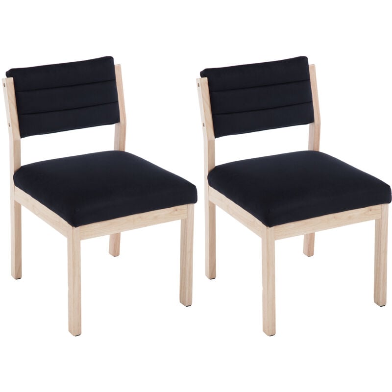 Chaise de Salle à Manger Lot de 2 Chaise Rétro avec Dossier Chaise de Cuisine en Bois Chaise Bois Confortable pour Restaurant, Velours, Noir