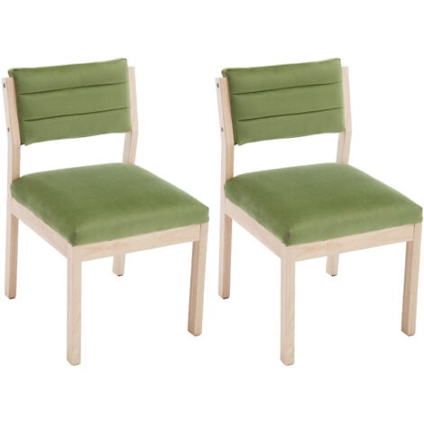 WAHSON OFFICE CHAIRS Chaises de Salle à Manger Lot de 2 Chaise Rétro avec Dossier Chaise de Cuisine en Bois Chaise Bois Confortable pour Restaurant, Velours, Vert