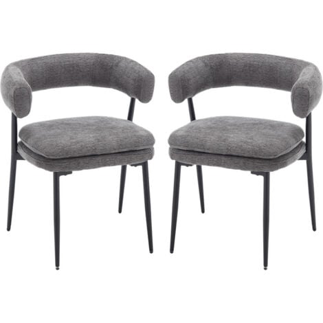 WAHSON OFFICE CHAIRS Chaises de Salle à Manger Lot de 2 Chaise Salle a Manger en Chenille Chaise de Cuisine avec Coussin Souple Chaise de Salon Moderne pour Cuisine, Gris
