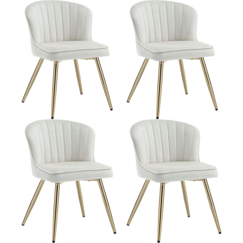 Wahson Office Chairs - Chaise de Salle a Manger Lot de 4 Chaise Salle à Manger Moderne avec Coussin Épais Chaise de Cuisine avec Pied Doré, Velours,