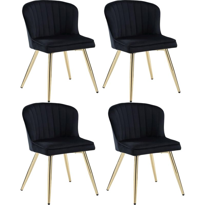 Wahson Office Chairs - Chaise de Salle a Manger Lot de 4 Chaise Salle à Manger Moderne avec Coussin Épais Chaise de Cuisine avec Pied Doré, Velours,