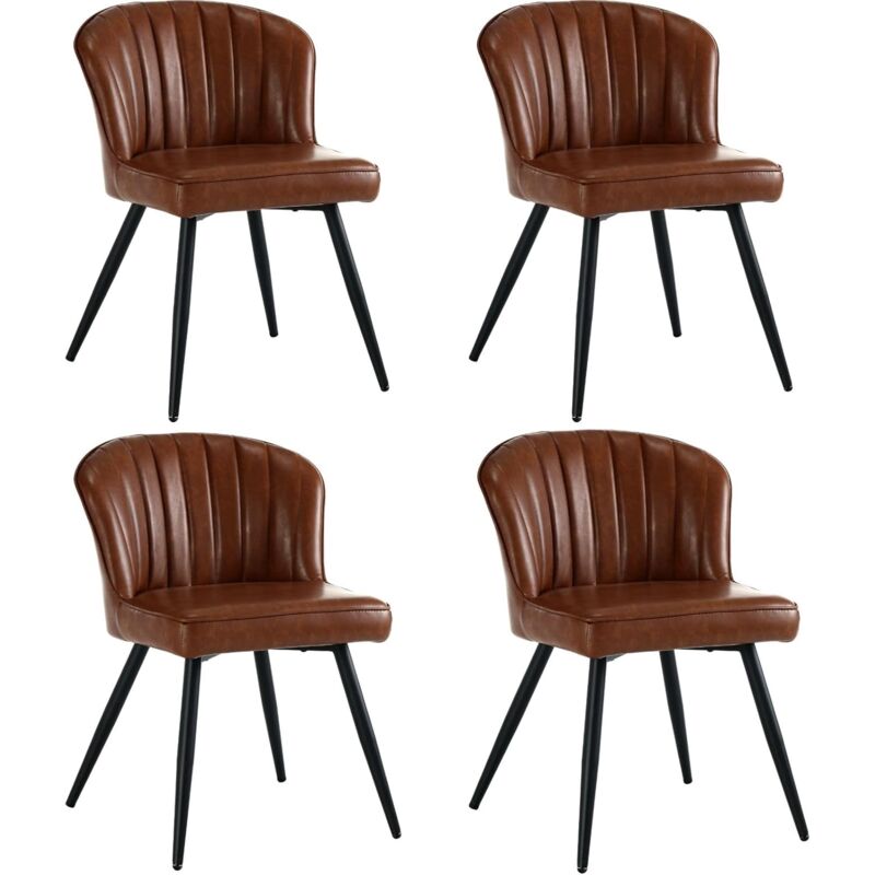 Wahson Office Chairs - Chaise de Salle a Manger Lot de 4 Chaise Salle à Manger Moderne avec Coussin Épais Chaise de Cuisine avec Pied Doré, Cuir pu,