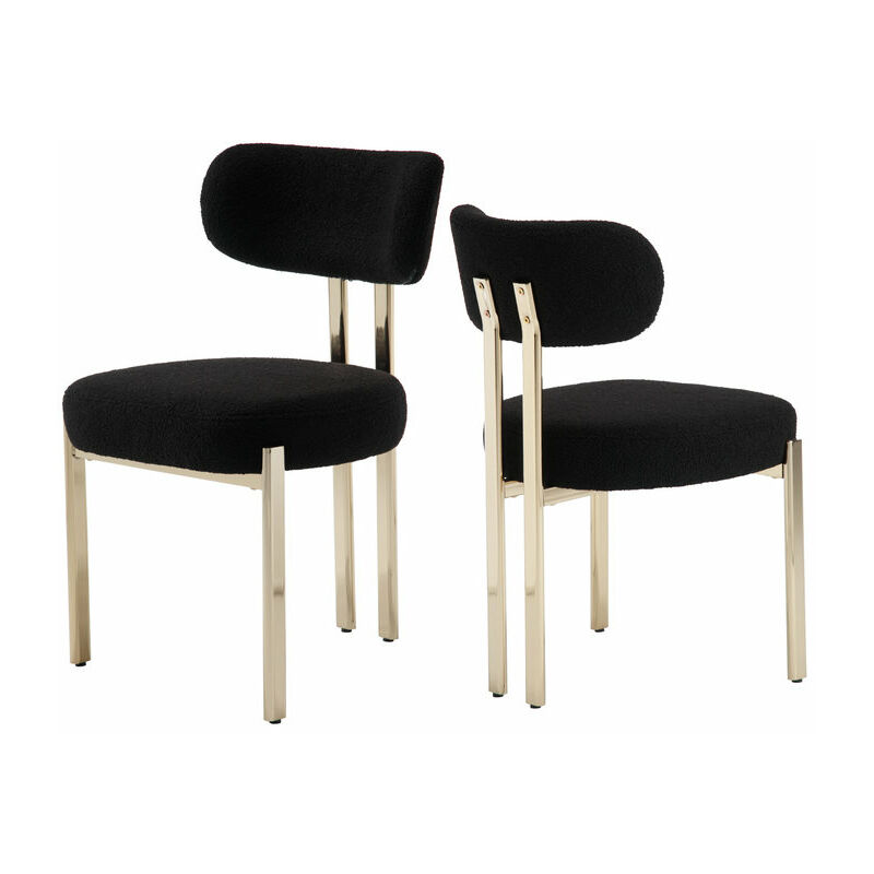 Wahson Office Chairs - Wahson Lot de 2 Chaises en Velours—Chaises Salle à Manger avec Pied Métal, Chaise de Cuisine Confortable Pour Cuisine, Noir