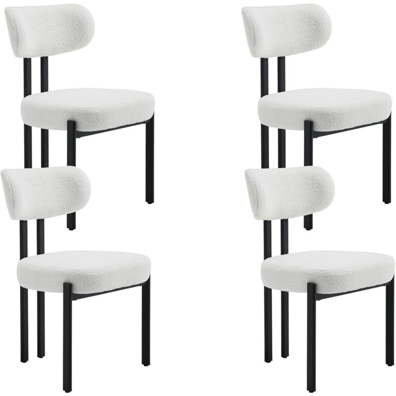 Wahson Office Chairs - Wahson Lot de 4 Chaises en Fausse Fourrure—Chaises Salle à Manger avec Pied Métal, Chaise de Cuisine Confortable Pour Cuisine,