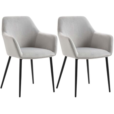 Chaises de salle a manger lot de 2 chaises de cuisine avec dossier aspect velours chaise rembourree avec pieds en acier pour salon gris clair 54 x 57 x 80 cm 88392552 88392552 88392552 88392552 883925