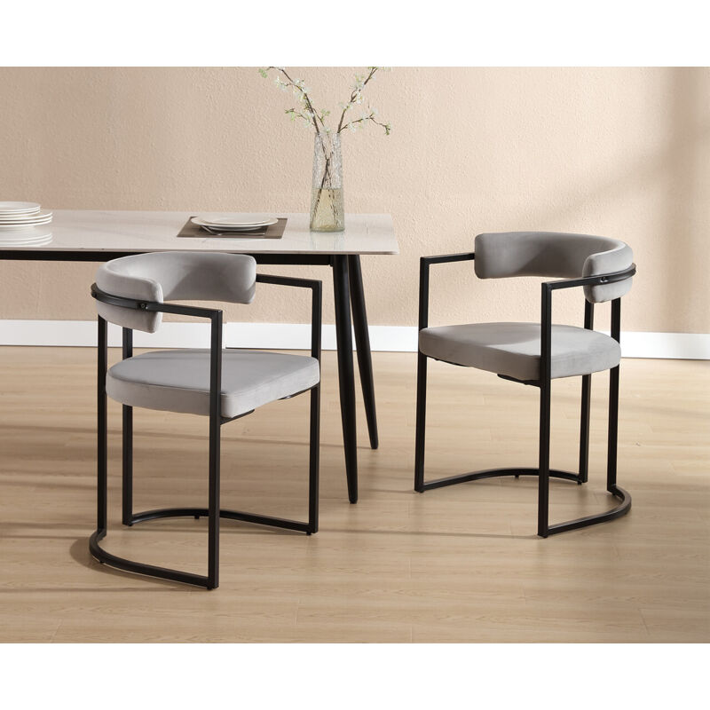 Wahson Office Chairs - Chaise de Salle a Manger Moderne Lot de 2 Chaise Salle à Manger avec Accoudoirs Dossier Chaise de Cuisine Pied en Métal,