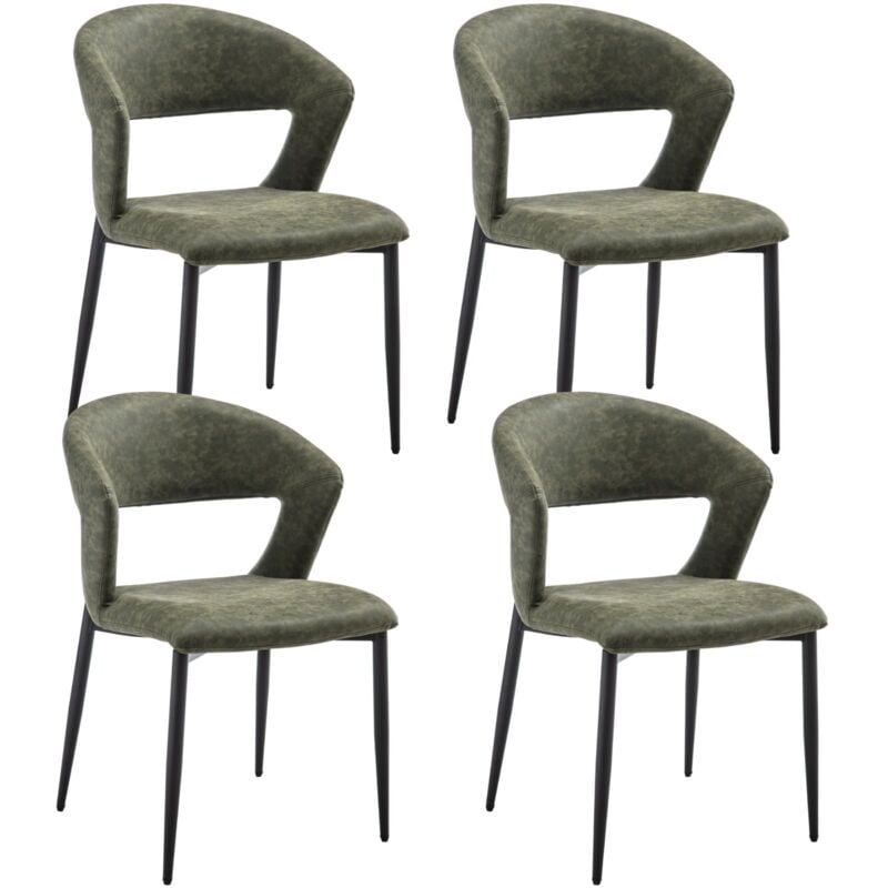 Chaises de Salle à Manger Moderne Lot de 2 Chaise Salle a Manger en Cuir pu avec Accoudoirs, Pied Metél, pour Cuisine et Salon, Wahson, Vert