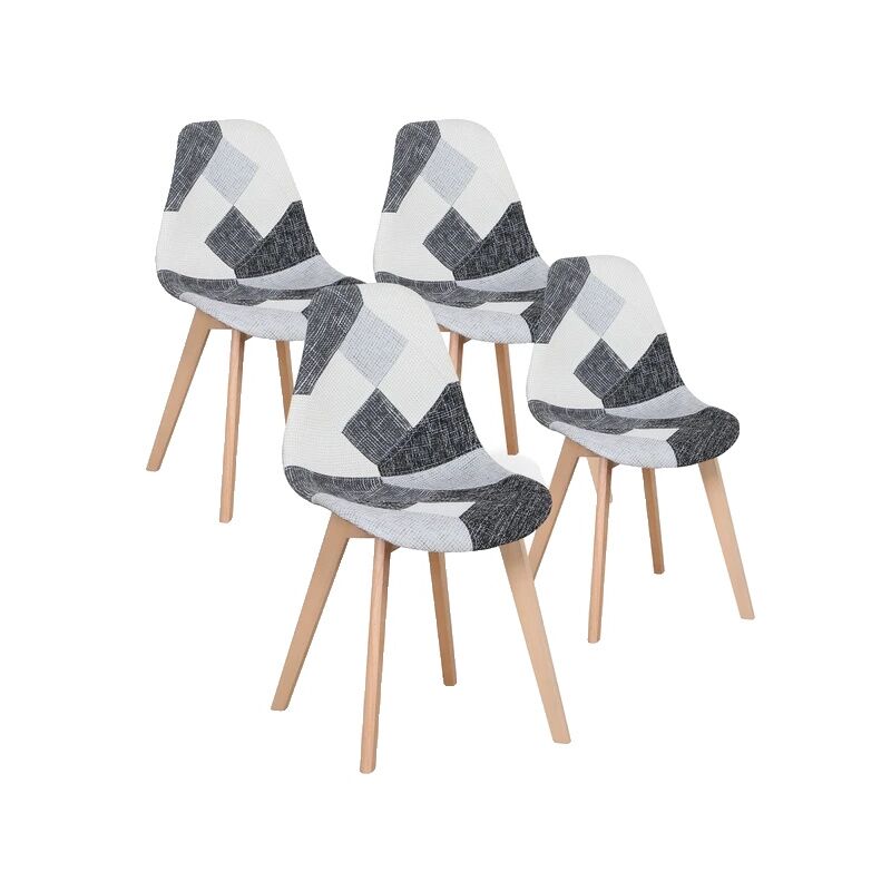 Chaises de salle à manger nordiques, style médiéval, pied en bois de hêtre, noir blanc gris