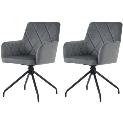 Chaises de salle à manger pivotantes à 360° avec motif diamant, fauteuil rembourré, chaise de salon moderne, velours, gris anthracite-2 Pièces