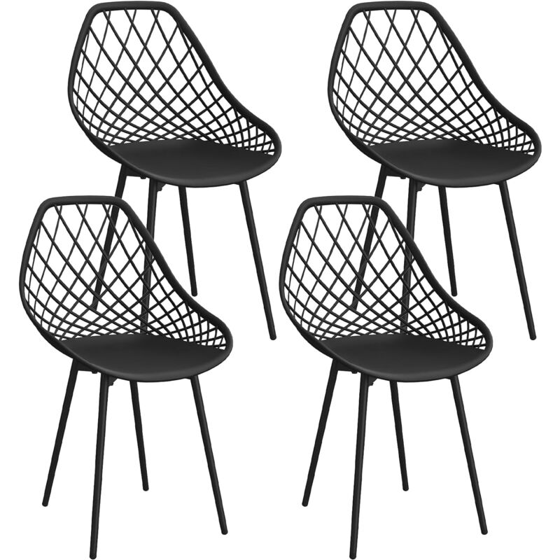 Lot de 4 Chaises de Salle à Manger, Siège en Polypropylène,Chaises de Jardin Imperméables - Noir