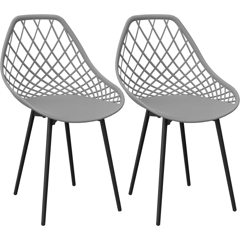 Lewe - Lot de 2 Chaises de Salle à Manger, Siège en Polypropylène,Chaises de Jardin Imperméables - Gris