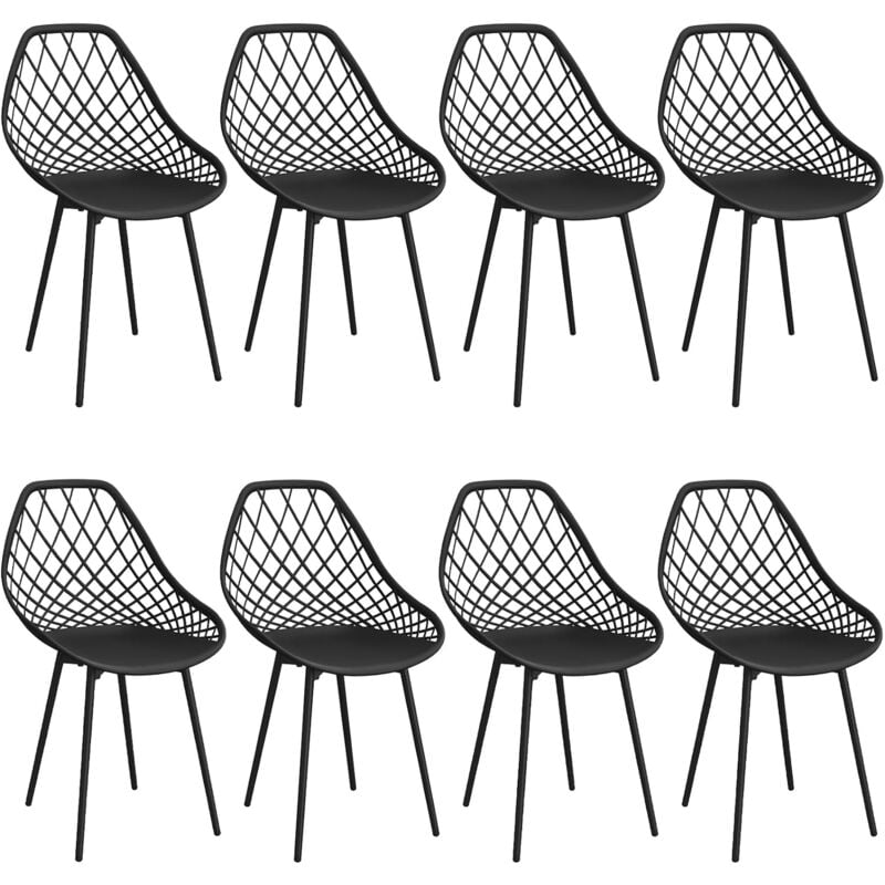 Lot de 8 Chaises de Salle à Manger, Siège en Polypropylène,Chaises de Jardin Imperméables - Noir