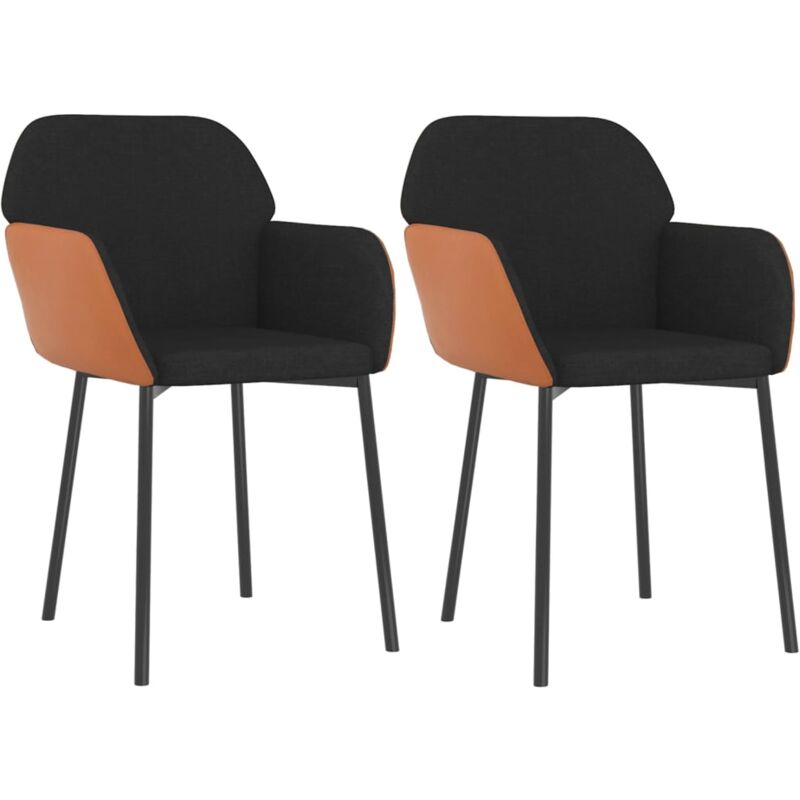 Chaises à manger lot de 2 noir tissu et similicuir vidaXL