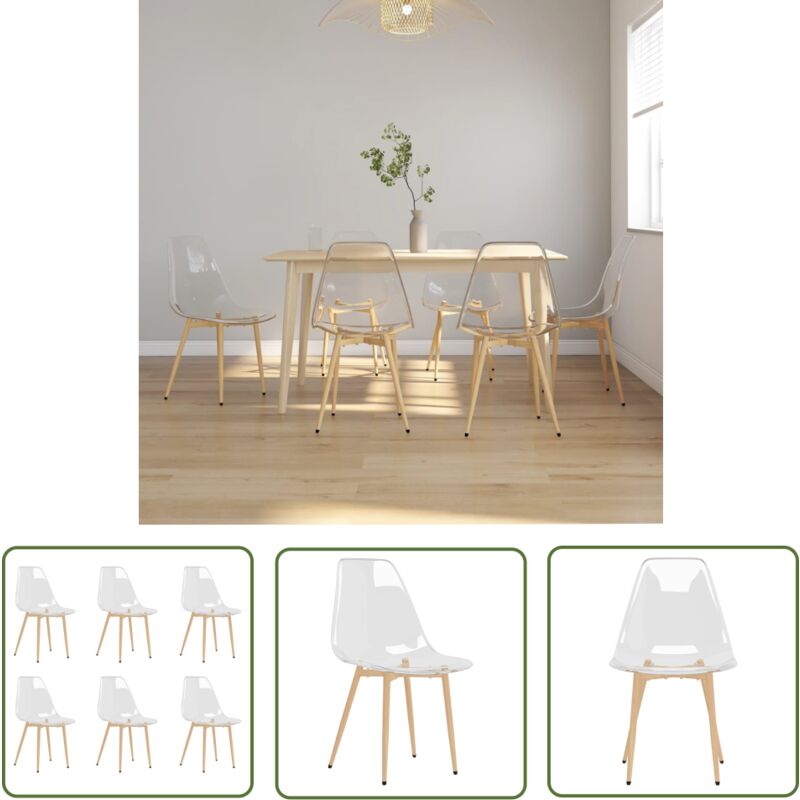 The Living Store Chaises à manger lot de 6 Transparent pet - Chaise De Salle à Manger - Chaise Transparente - Chaise Design - Chaise Contemporaine