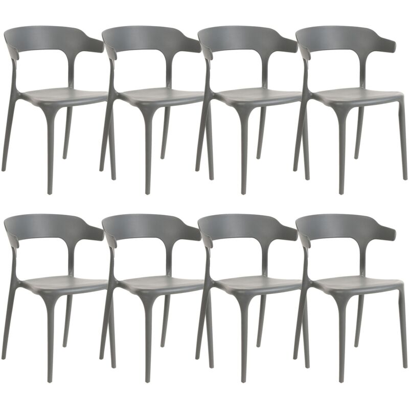 Beliani - Lot 8 Chaises de Salle à Manger Empilables en Plastique Gris Clair Gubbio