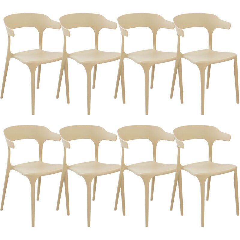 Beliani - Chaises de Salle à Manger Beige en Plastique Empilables à Petits Accoudoirs Gubbio