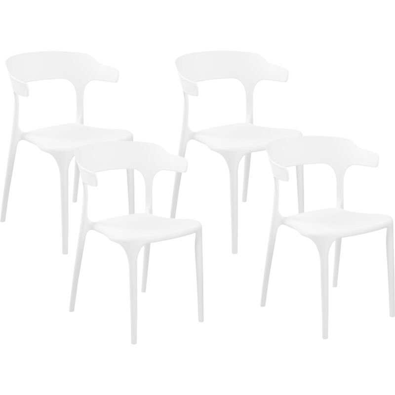 Chaises de Salle à Manger Blanches en Plastique Empilables à Accoudoirs Gubbio - Blanc