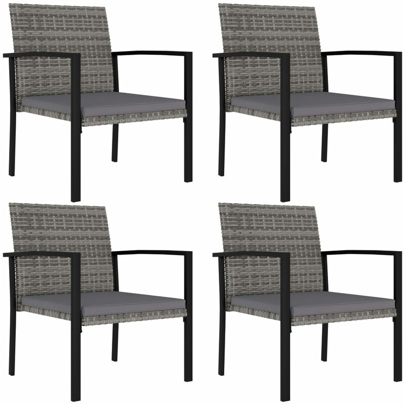 Vidaxl - Chaises à manger de jardin lot de 4 Résine tressée Gris