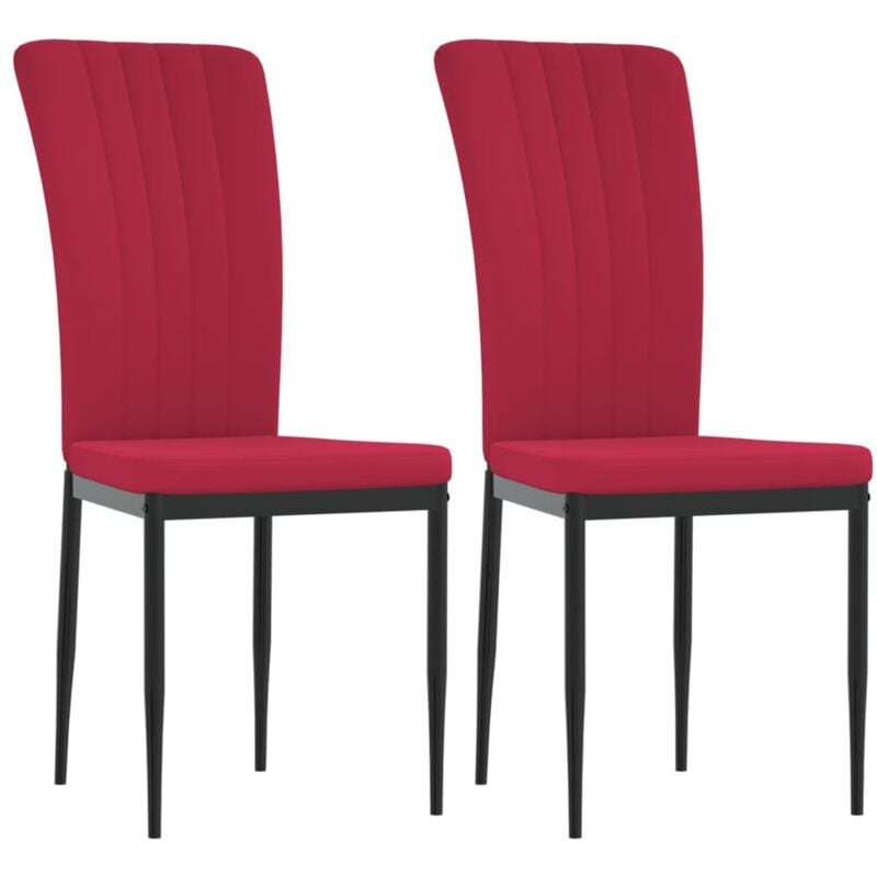 Vidaxl - Chaises à manger lot de 2 Rouge bordeaux Velours