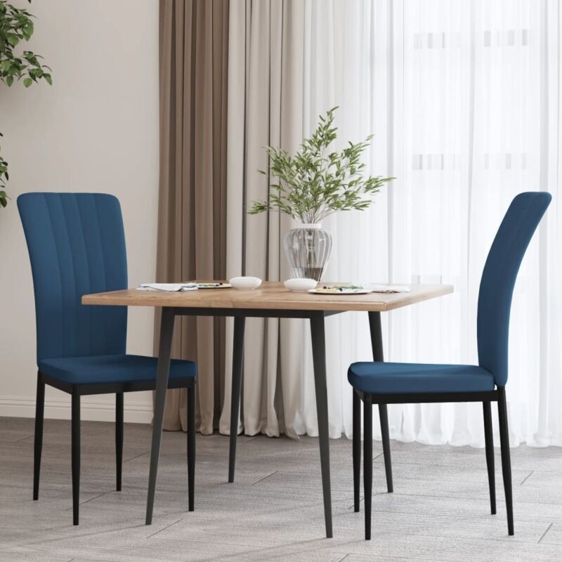 Chaises à manger lot de 2 Bleu Velours Vidaxl