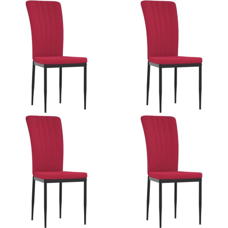 Vidaxl - Chaises à manger lot de 4 Rouge bordeaux Velours