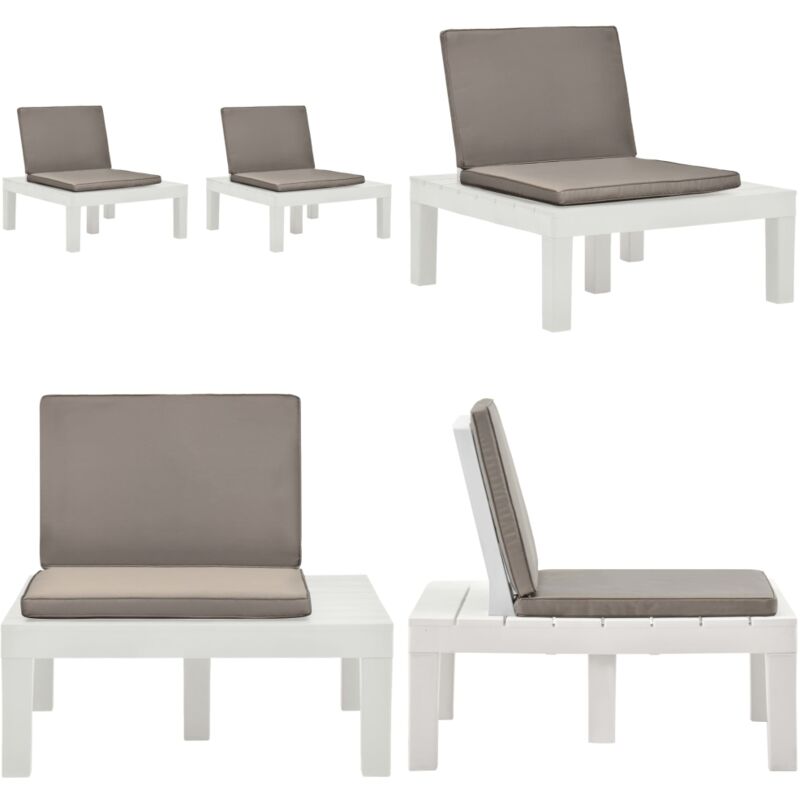 Chaises de salon de jardin et coussins lot de 2 Plastique Blanc - Chaise De Jardin - Fauteuil De Jardin - Mobilier De Jardin - Ensemble De Chaises De
