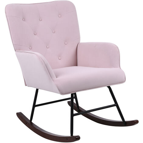 Chaises de visiteur design Fauteuil à bascule scandinave rose grand confort 65 x 96 x 91 cm