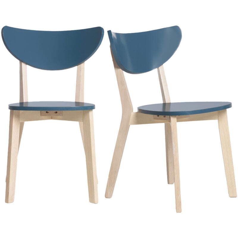 Chaises scandinaves bleu et bois clair (lot de 2) leena