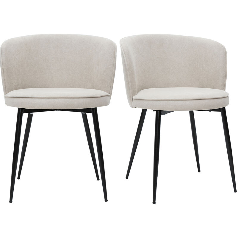 Miliboo - Chaises design en tissu effet velours beige et métal noir (lot de 2) serif Miliboo - Chaises design en tissu effet velours beige et métal noir (lot de 2) serif