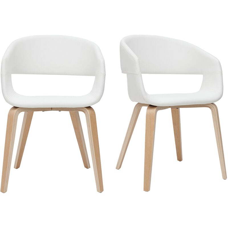 Chaises design blanc et bois clair (lot de 2) SLAM