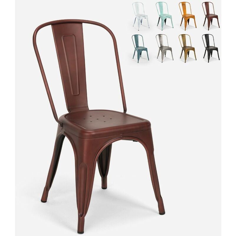 Ahd Amazing Home Design - chaise de cuisine design industriel vintage en métal shabby chic style Lix steel old Couleur: Bronze