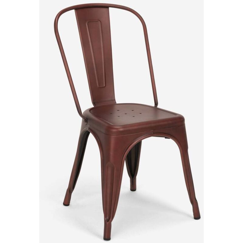 chaise de cuisine design industriel vintage en métal shabby chic style steel old - Bronze