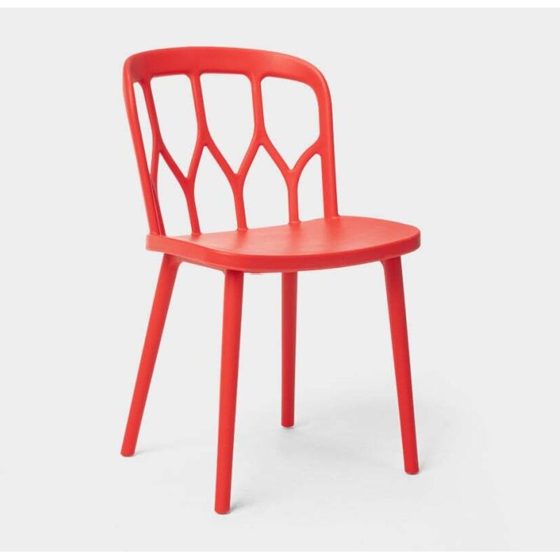 Chaises en polypropyl&egrave;ne au design moderne pour bar, cuisine et jardin Flow, Couleur: Rouge