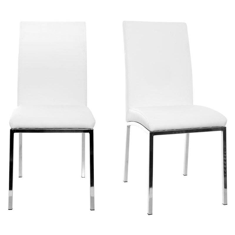 Miliboo - Chaises design blanc et acier chromé (lot de 2) simea